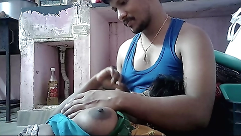 Indian wife showing her big natural tits on the webcam