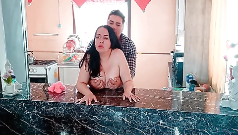 Indian brunette in a sexy dress fucks her stepbrother