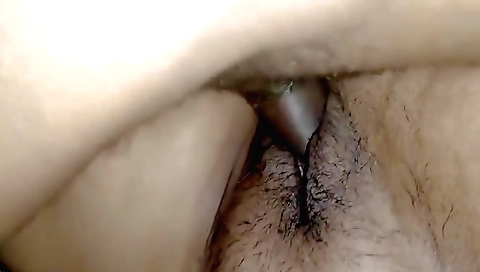 Hairy indian babe with a long hair and a long skirt is fucking