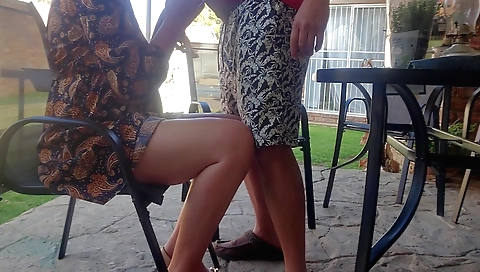 Busty amateur woman fucked her neighbor's ass outdoors