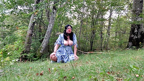 Sexy brunette naked on the beach having fun with a dick