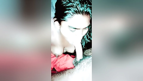 Deep throat porn with amateur brunette sucking cock