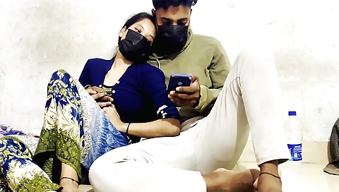 Indian teen with small tits takes her boyfriend's dick deep throat