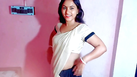 Indian woman massages her own body and to enjoy herself