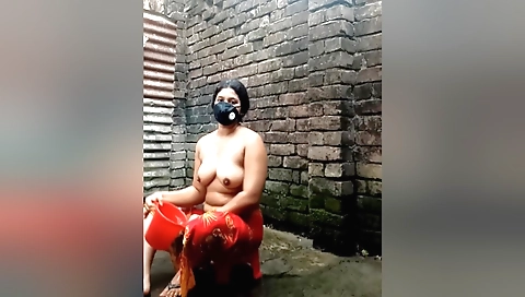 Mature blonde is in the shower with hot body in bath video