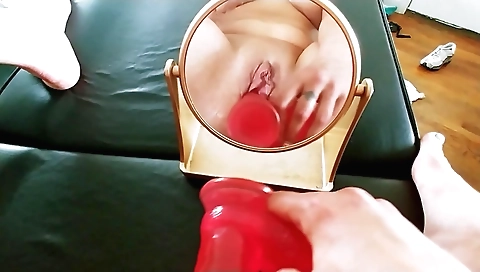 Sexy amateur babe uses a toy and vibrator to please herself