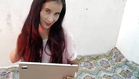 Cute small-skinned girl wearing a red outfit video