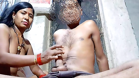 Indian brunette babe riding dick of a handsome guy