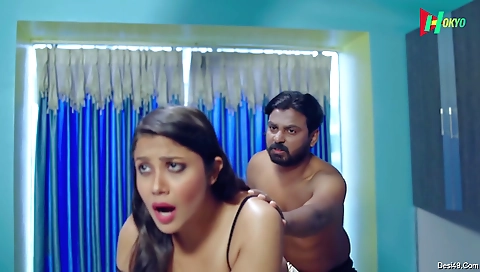 Busty brunette with a sexy body shows off her beauty in the first