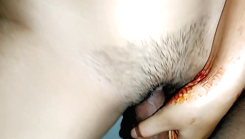 Indian girl sucks a dick and fucks her hairy pussy