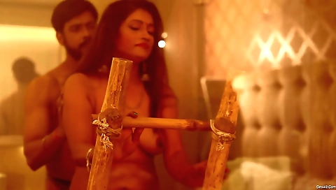 Brunette with a beautiful face takes a ride on a bike