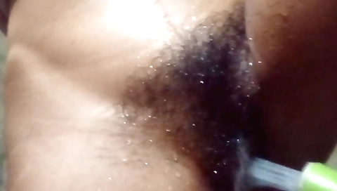 Indian girl with a nice face enjoys her hairy body