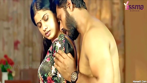 Brunette with a black bra gets her body excited on the sofa