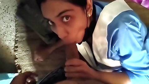 Busty teen stepsister in classmate's room play with big cock