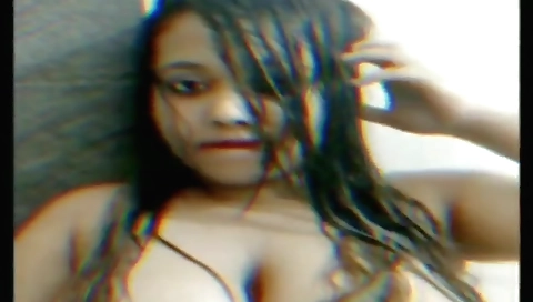 Big tits amateur brunette fingering in a solo video