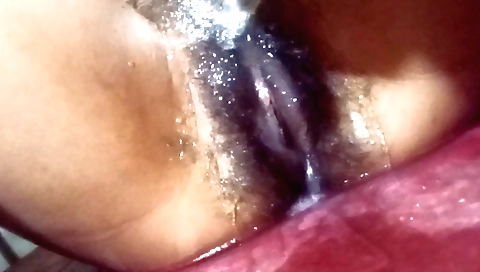 Indian hairy girl enjoys masturbating with homemade toy