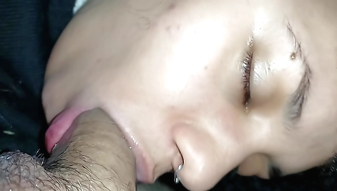 Indian teen gets to suck hard cock in the hottest way