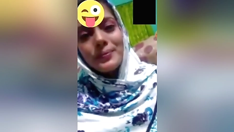 Amateur video call showing a brunette with a hot body