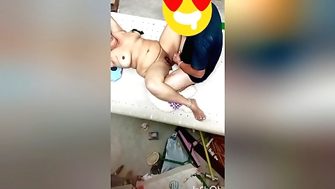 Chubby mature chick with a huge natural tits fucks a chopper