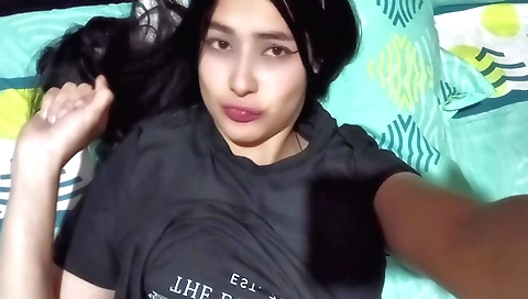 Indian stepdaughter sucking cum on her stepbrother's dick