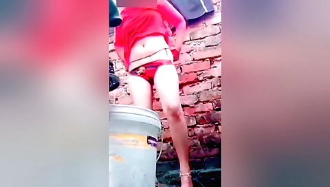 Indian girl in bikini enjoys herself while playing with tits