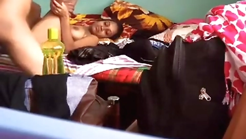 Amateur brunette with small tits show off her tits