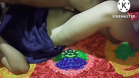 My hot brunette in black blouse making a homemade video