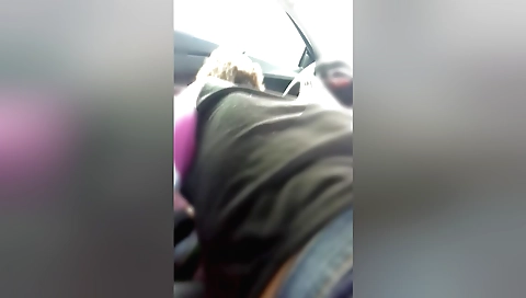 Brunette chick 18+ sucking a dick in the parking spot